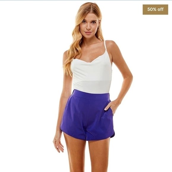 TCEC Shiny Faux Leather Purple Shorts - Picture 1 of 5